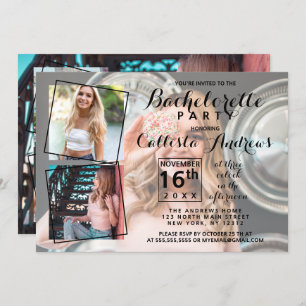 Modern Cool Photo Collage Bachelorette Party Invitation