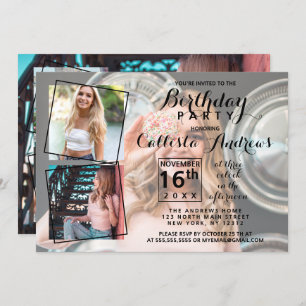 Modern Cool Photo Collage Birthday Invitation