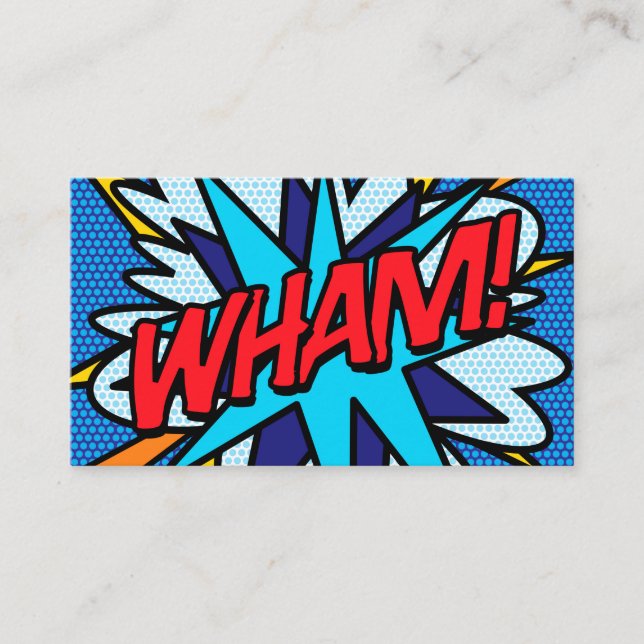 Modern Cool Pop Art Comic Book WHAM! Business Card (Front)