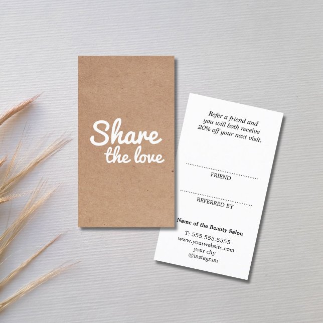 Modern Cool Printed Kraft Bold Salon Referral Card (Creator Uploaded)