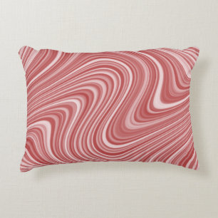 Modern Cool Red White Grey Curvy Line Pattern Decorative Cushion