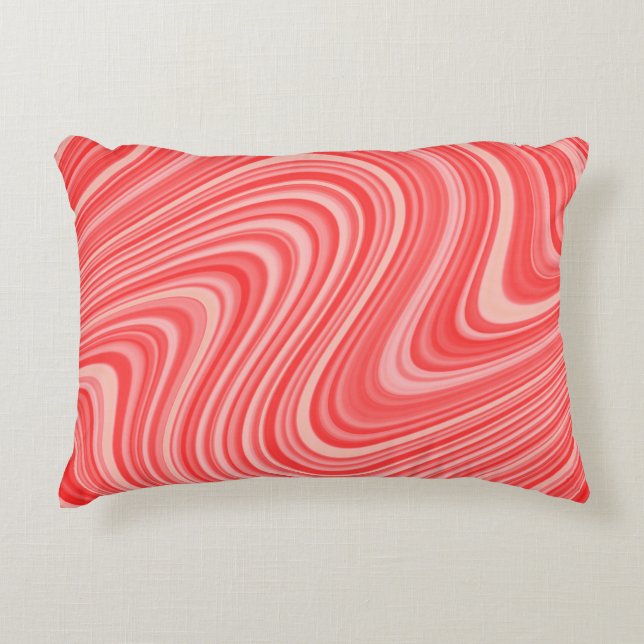 Modern Cool RedWhite Grey Curvy Line Pattern Decorative Cushion (Front)