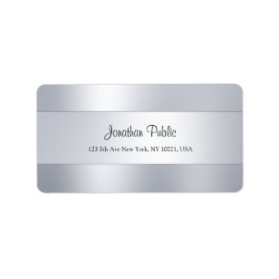 Modern Cool Script Silver Template Top Address Label