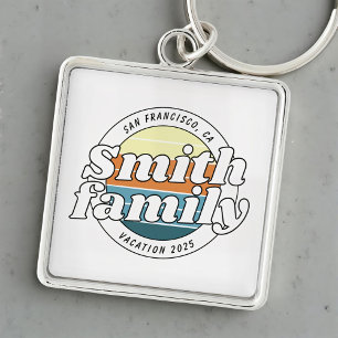 Modern Cool Simple Colourful Family Vacation Key Ring