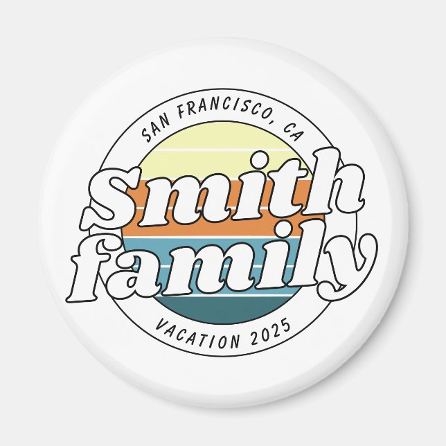 Modern Cool Simple Colourful Family Vacation Magnet (Front)