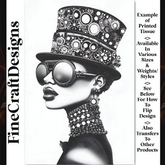 Modern Cool Steampunk Woman B&W AC8 Decoupage Tissue Paper