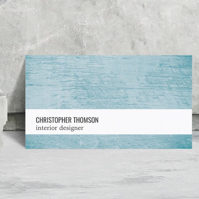 Modern Cool Texture Blue White Interior Designer Business Card (Creator Uploaded)
