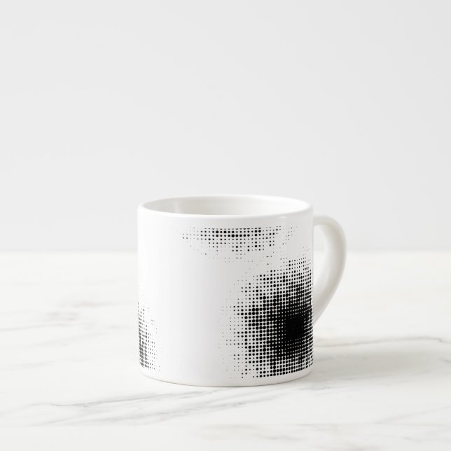 Modern, cool trendy abstract halftone dots pattern espresso cup (Front Right)