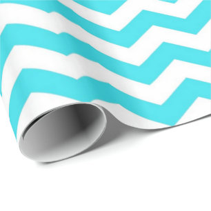 Modern, cool, trendy aqua blue chevron wrapping paper