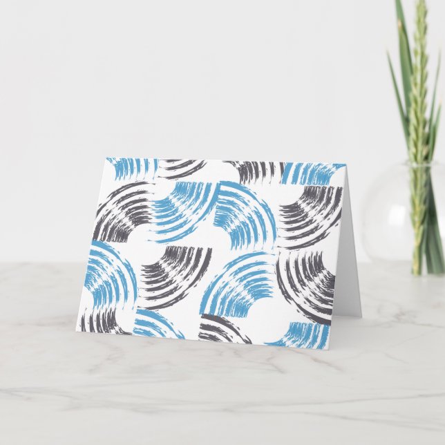 Modern, cool, trendy blue abstract brush strokes card (Front)