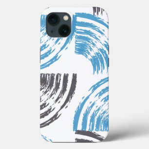 Modern, cool, trendy blue abstract brush strokes iPhone 13 case