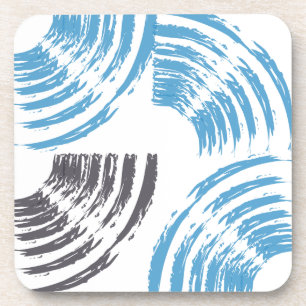 Modern, cool, trendy blue abstract brush strokes coaster