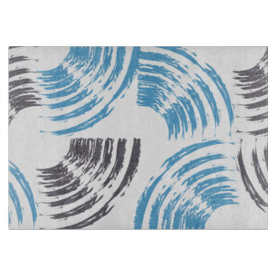 Modern, cool, trendy blue abstract brush strokes cutting board