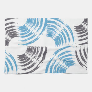 Modern, cool, trendy blue abstract brush strokes tea towel