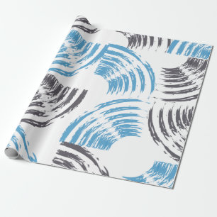 Modern, cool, trendy blue abstract brush strokes wrapping paper