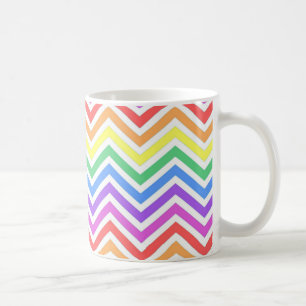 Modern, cool, trendy colourful rainbow chevron coffee mug