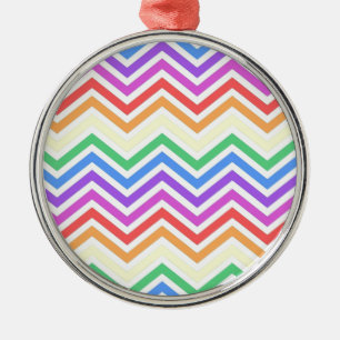 Modern, cool, trendy colourful rainbow chevron metal ornament