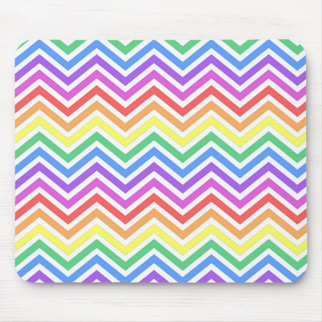 Modern, cool, trendy colourful rainbow chevron mouse pad (Front)