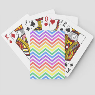 Modern, cool, trendy colourful rainbow chevron playing cards
