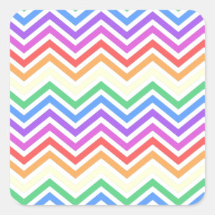 Modern, cool, trendy colourful rainbow chevron square sticker