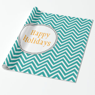 Modern, cool, trendy teal chevron Christmas Wrapping Paper