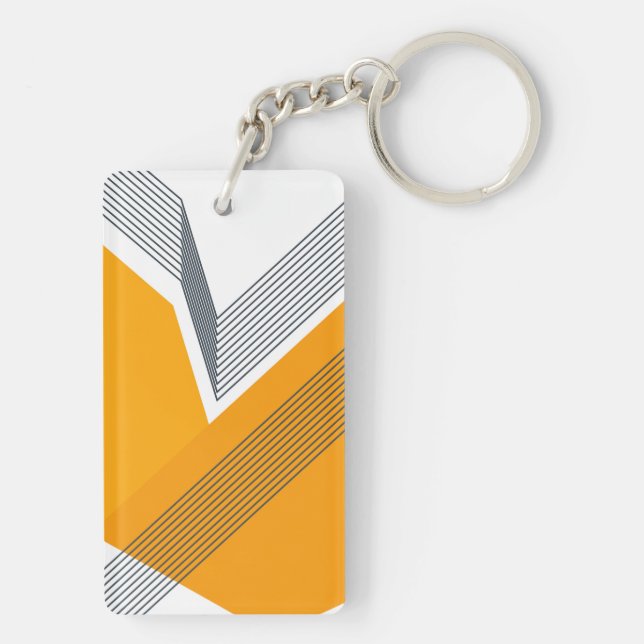 Modern, cool, trendy, urban, simple geometric art key ring (Back)