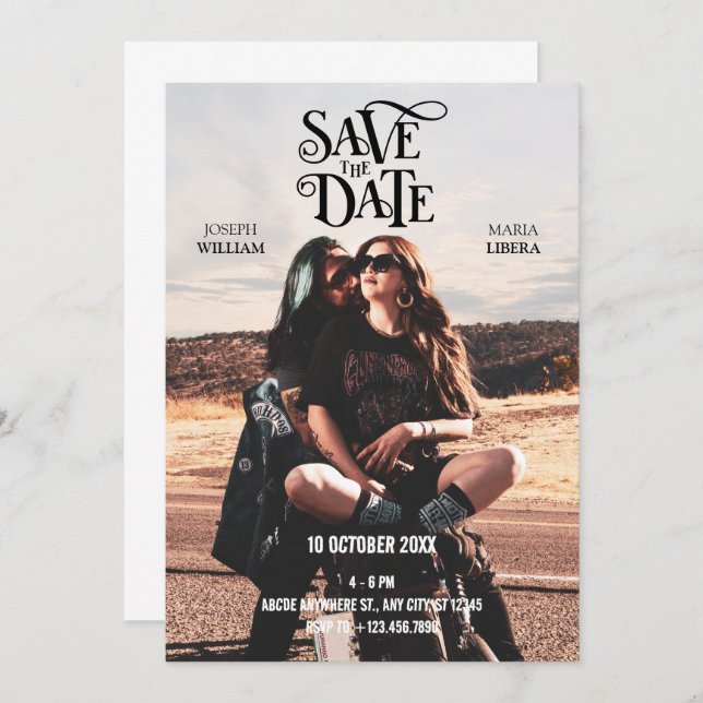 Modern Cool wedding photo  Save The Date (Front/Back)