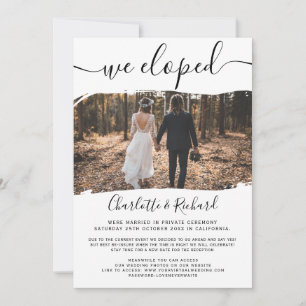 Modern cool wedding we eloped script photo announcement