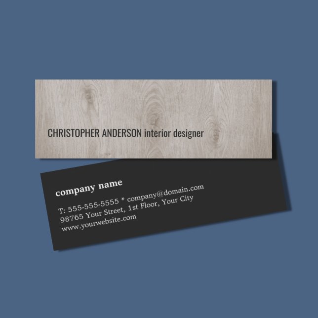 Modern Cool Wooden Dakr Grey Consultant Mini Business Card (Creator Uploaded)