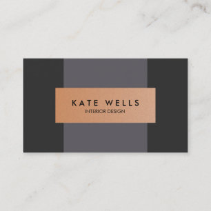 Modern Copper and Dark Purple Colour Block Designe Business Card