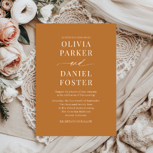 Modern Copper Bronze Boho Minimalist Wedding Invitation