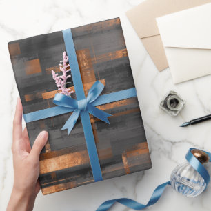 Modern Copper Bronze Shine Abstract Pattern Wrapping Paper