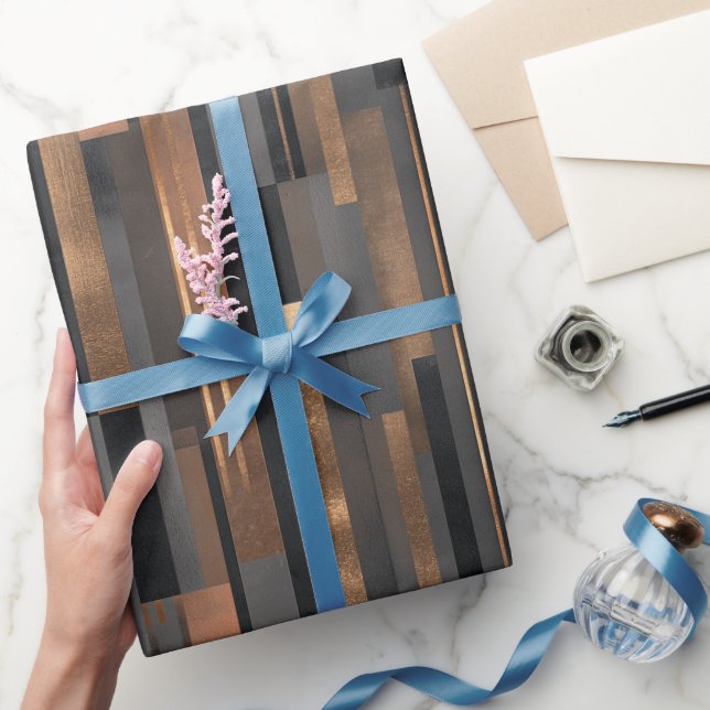 Modern Copper Bronze Shine Abstract Pattern Wrapping Paper (Gifting)