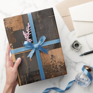 Modern Copper Bronze Shine Abstract Pattern Wrapping Paper