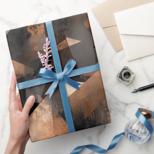 Modern Copper Bronze Shine Abstract Pattern Wrapping Paper
