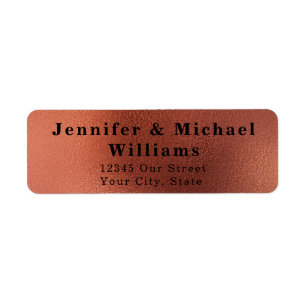 Modern Copper Elegant Wedding Return Address Label