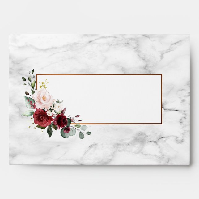 Modern Copper Geometric Burgundy Elegant Wedding Envelope (Front)