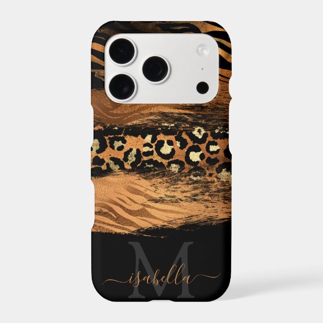 Modern Copper Glitter Script Monogrammed (Back)