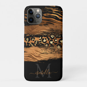 Modern Copper Glitter Script Monogrammed iPhone 11 Pro Case
