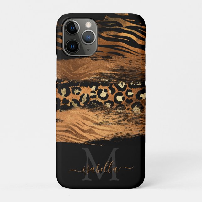 Modern Copper Glitter Script Monogrammed Case-Mate iPhone Case (Back)