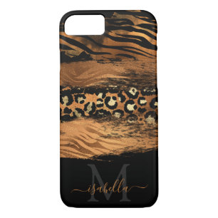 Modern Copper Glitter Script Monogrammed iPhone 8/7 Case