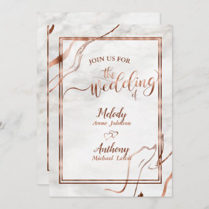 Modern Copper & Italian Marble Wedding Inspiration Invitation