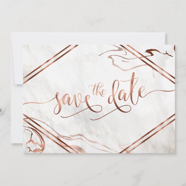 Modern Copper & Italian Marble Wedding Inspiration Save The Date (Front)