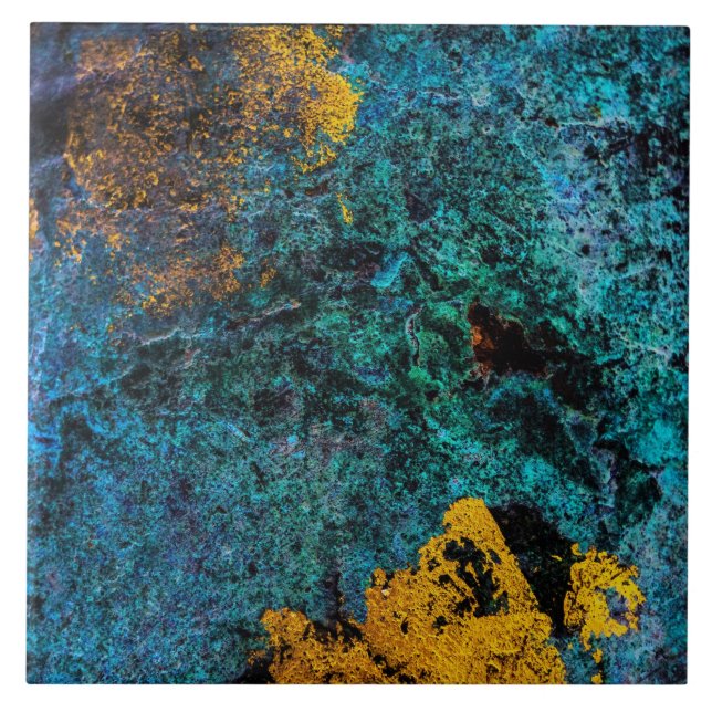 Modern Copper Metallic Blue Gold Ceramic Tile (Front)