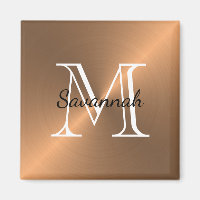 Modern Copper Monogram Faux Metal