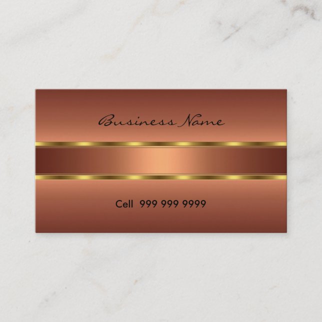 Modern Copper Orange  Elegant Business Card (Front)