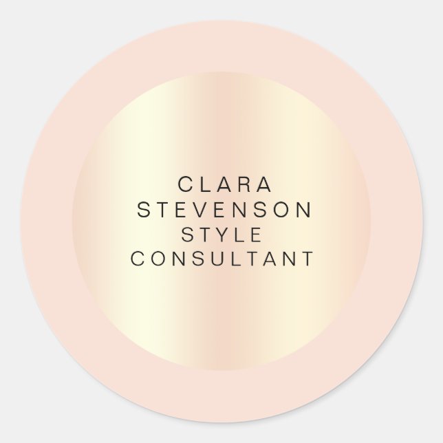Modern copper rose gold & blush pink consultant classic round sticker (Front)
