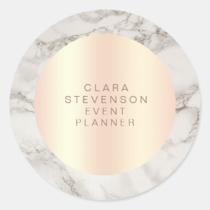 Modern copper rose gold & marble event planner classic round sticker
