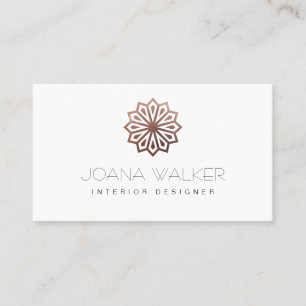 Modern copper rose oriental interior designer business card