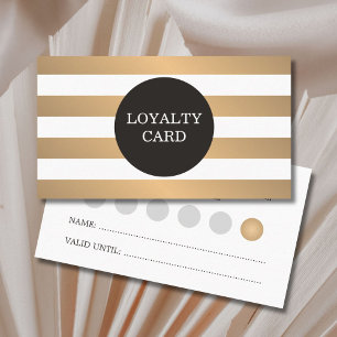 Modern Copper Striped Grey Beauty Loyalty Card